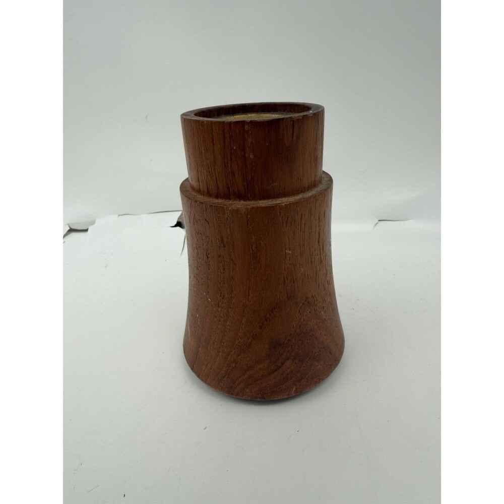 Dansk Teak Wood & Brass Candle Holder Vintage Mid Century Modern